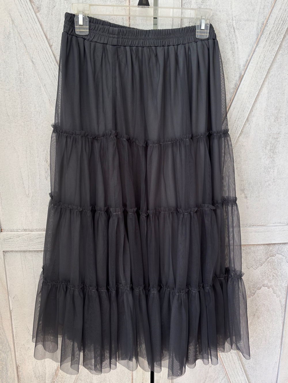 Listicle Tiered Tulle Ruffle Maxi Skirt Women’s Small Gray Fairycore Grunge